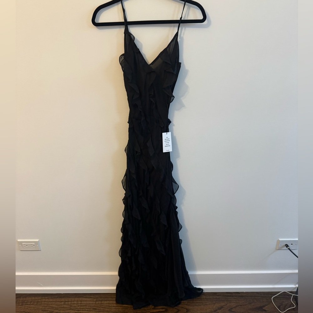 Size XS NWT Rat & Boa Black Ruffled Maxi Dress
